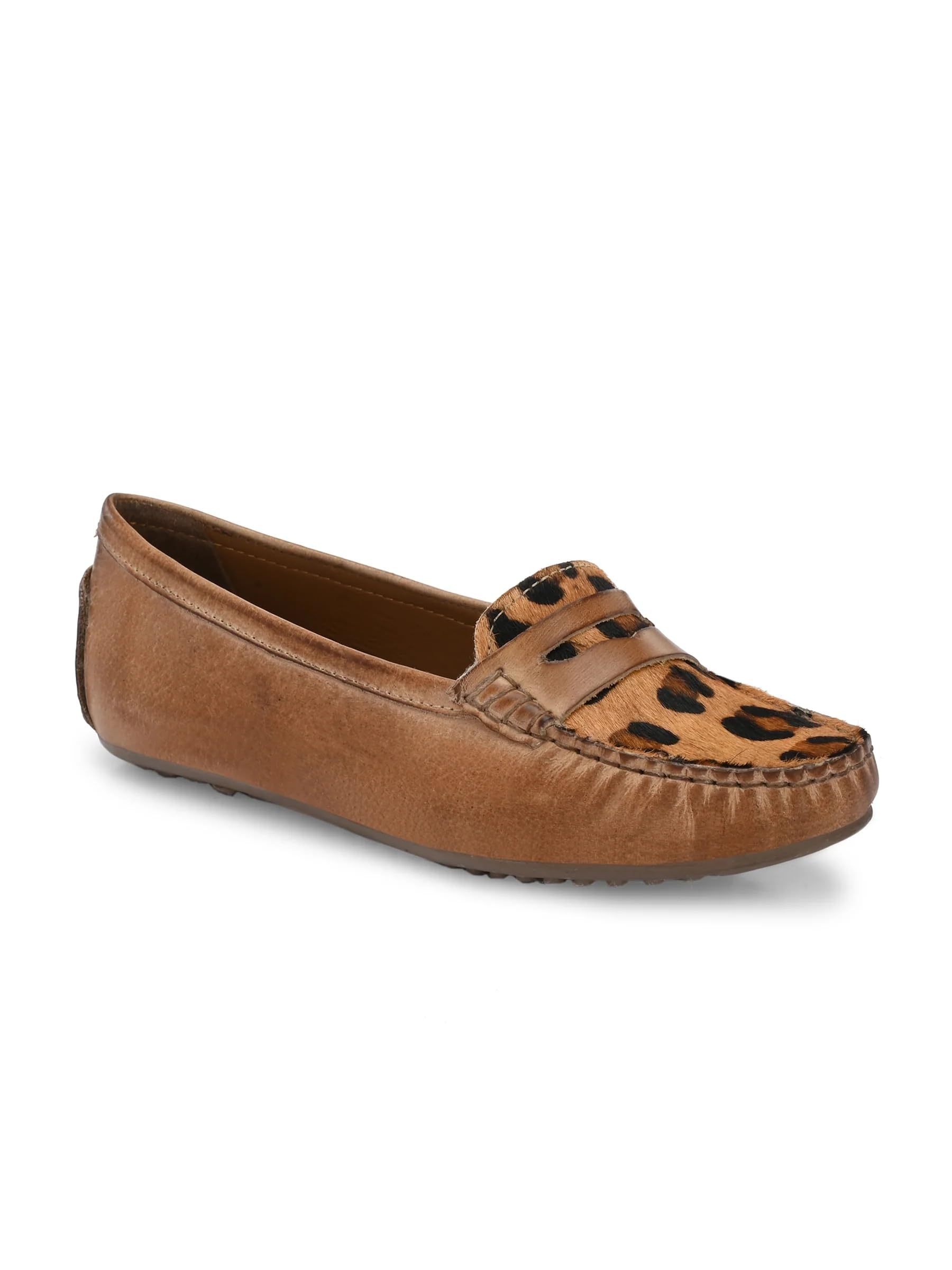 carlo romano Women's Leather Penny Loafer Moccasin, Slip-On Flat-picture-46