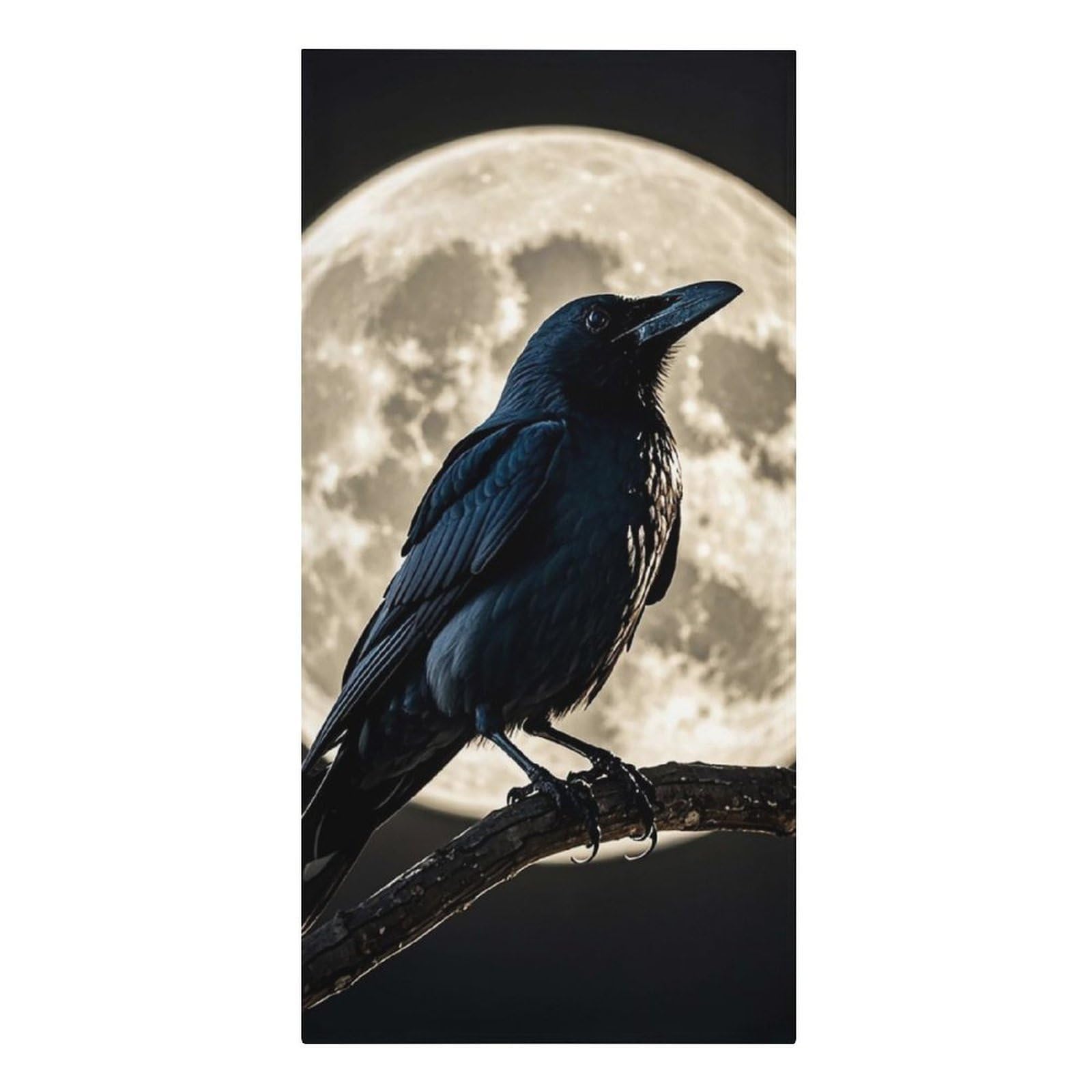 QMNLKH Black Crow on Full Moon Beach Towel for Women, Large Microfiber Pool Towel for Men, Absorbent Swim Towels for Home, Lightweight Bath Towels for Camping, Yoga, 30.3"x61.4"