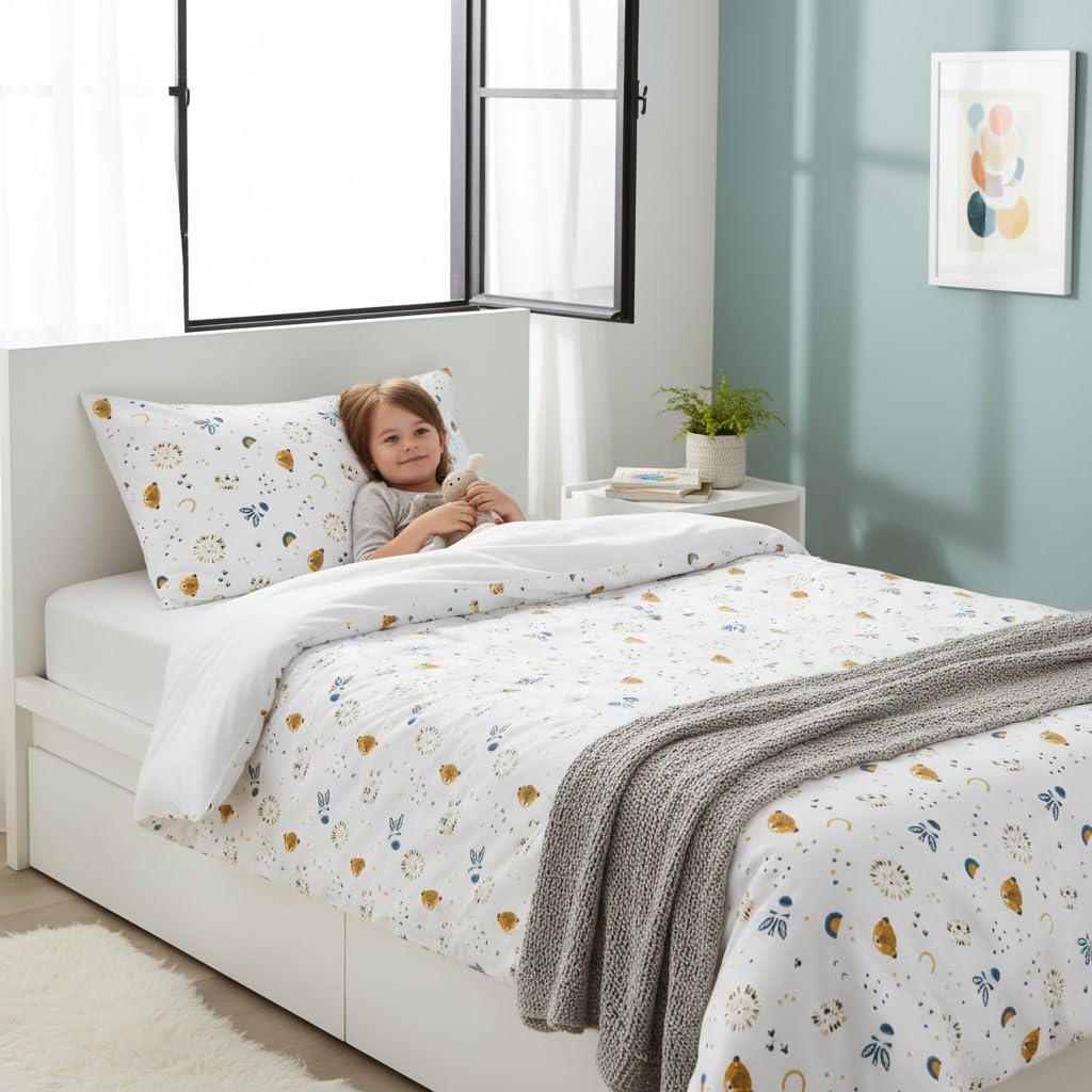 various Set copripiumino double-face per neonati 60 x 120 cm, 100% cotone, con copripiumino e federa. Set copripiumino 100 x 135 cm con federa 60 x 40 cm (Zabra)