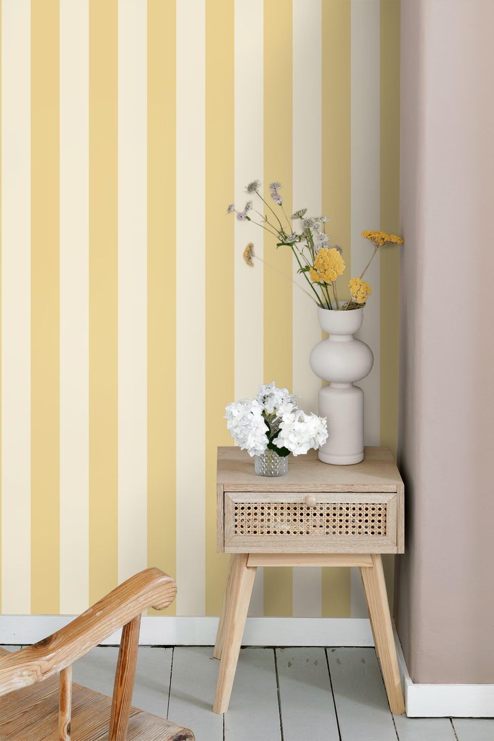 Esta Home Tapete Streifen Gelb und Beige 0.53 x 10.05 m