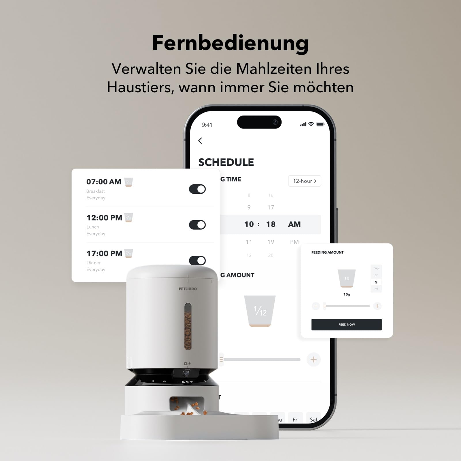 PETLIBRO 5G & 2.4G WiFi automatyczny dozownik karmy dla kotów z kamerą, 5 l 1080P HD automatyczny dozownik karmy dla psów z 2 miskami ze stali nierdzewnej, 1-10 past/dzień, sterowanie aplikacją, USB i
