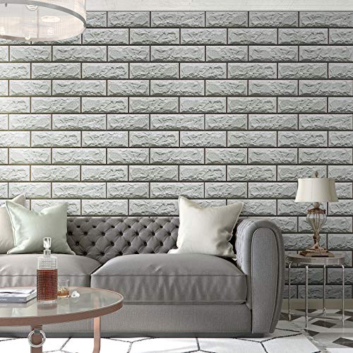 KINLO 0.6 * 5M Papel Adhesivo Pintado Impermeable con diseño de ladrillo vintage de PVC para Decorar y Proteger Pegatina para Muebles Cocina Baño a Prueba de Agua de Moho(Ladrillo F)