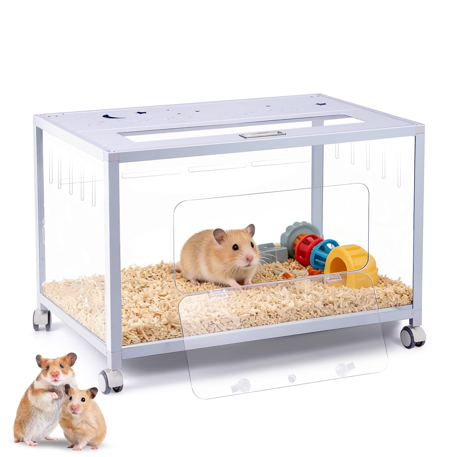 Große Meerschweinchenkäfig Kauspiel-sicher Acryl Aluminium Hamsterkäfig - Weiß, Transparenter Belüfteter Hamsterhaus DIY Innenhaustierkäfig Geeignet für Rennmäuse, Meerschweinchen und Hamster