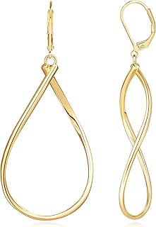 Large 14K Gold Hoop Earrings for Women Trendy, Dainty Gold Hoop Earrings Hoops, Gold Dangle Drop Earrings 14K Gold Earrings, Twisted & Infinity Big Gold Earrings, Dangling Gold Earrings for Women (50mm)