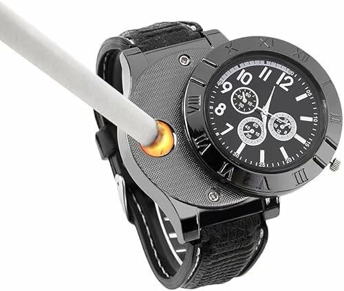 Miniatura 8 de Nuevo Militar USB Lighter Reloj Hombres Casual Relojes de pulsera con encendedor de cigarrillos sin llama a prueba de viento