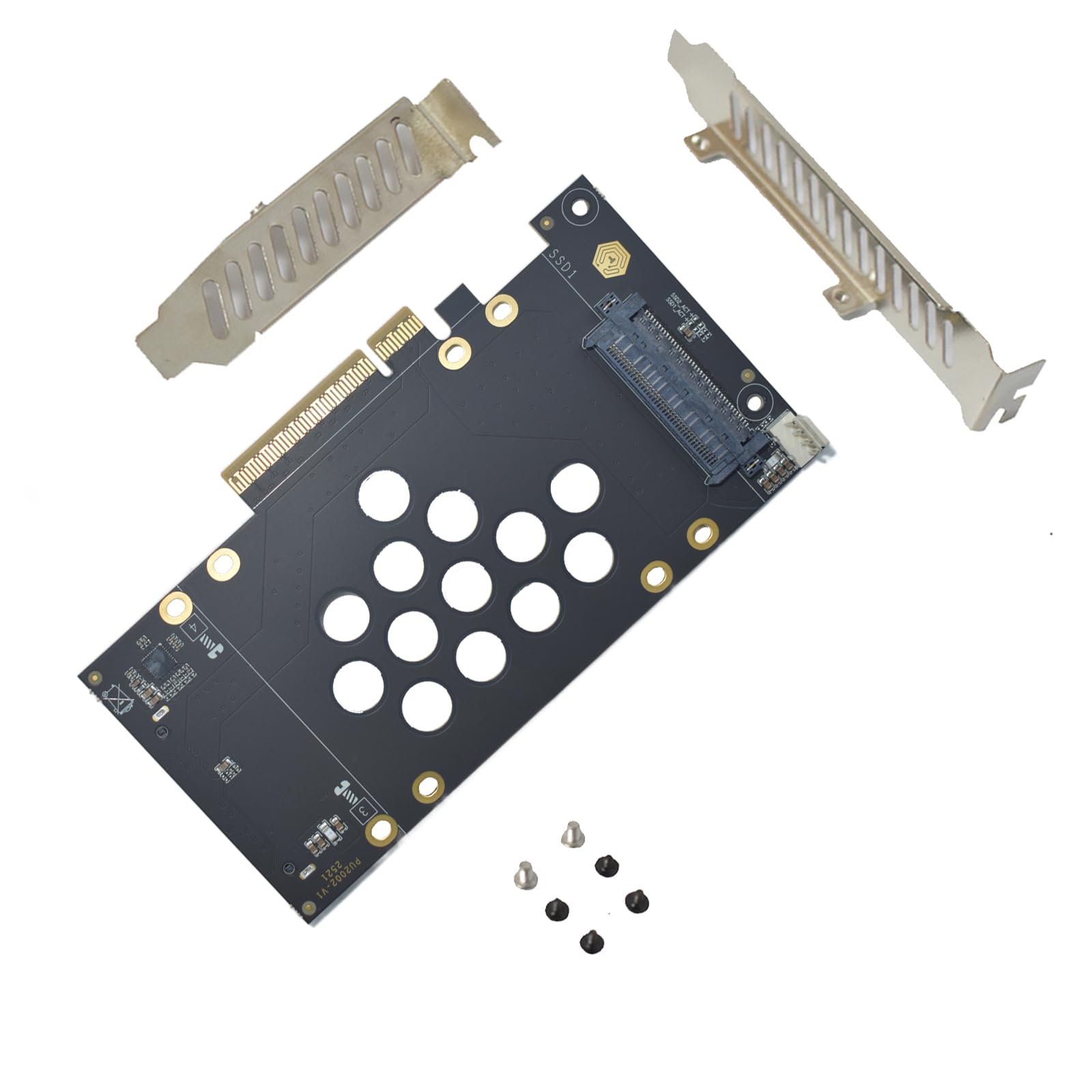 PCIe 5.0 x8 to Dual U.2 SFF-8639 NVMe SSD Adapter Card