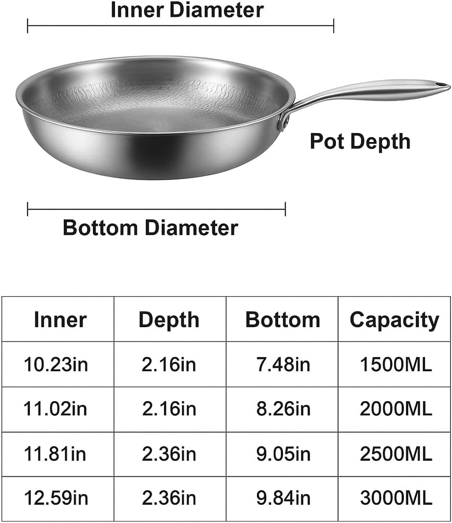 Titanium Pan, 2026 Upgrade 100% Non-Toxic Titanium Pans for Cooking, 12" Non Stick Frying Pans Chemical-Free, Extreme Heat-Resistant & Lasts a Lifetime (No Lid,11.81in)