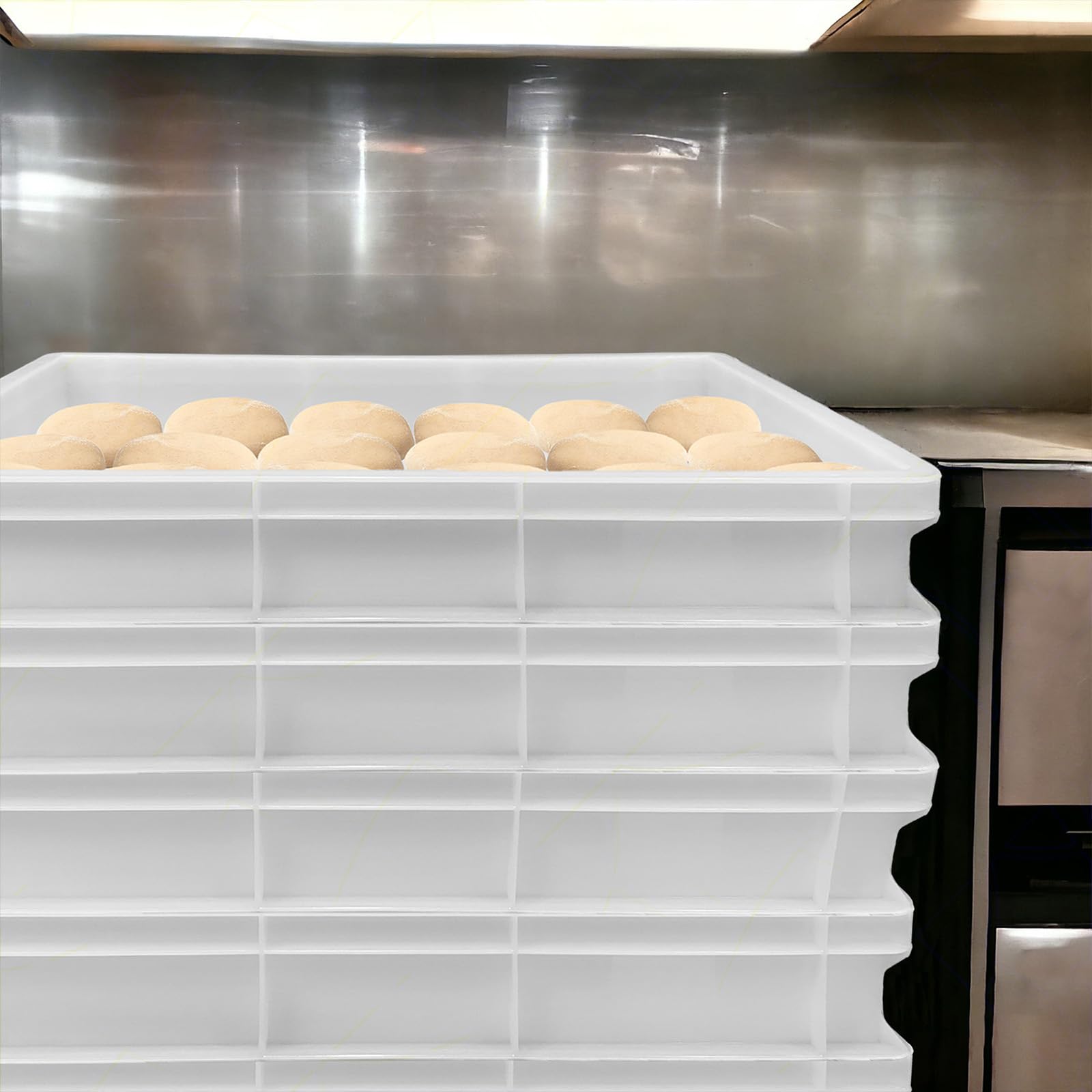Sicignano Casalinghi Vaschetta Cassetta Service per Impasti 60x40x10h cm con Fondo e Pareti Chiuse, Capacità 19 litri, Impilabile, Bianco, Polietilene Alimentare Lavabile in Lavastoviglie