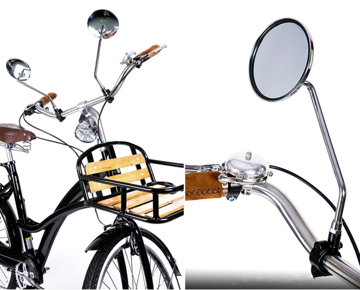 TentHome Retro Fahrradspiegel 2 Stück Rückspiegel Fahrrad Seitenspiegel Verstellbar Spiegel HD Reflektor für Lenker Ebike Mountainbike Radfahren Rund