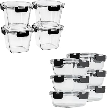 32 oz Glass Soup Containers with Lids and 22 OZ Glass Food Storage Containers with lids, Meal Prep Containers, Microwave, Oven, Freezer and Dishwasher, BPA Free