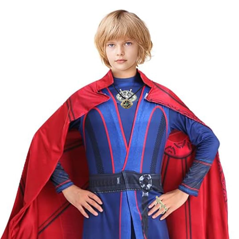 Doctor Strange Halskette Kinder, Doctor Strange Kette, Doctor Strange Ring, Eye of Agamotto Schmuck Cosplay Necklace, Doktor Magische Halskette, Anime Requisiten Geschenke für Fans