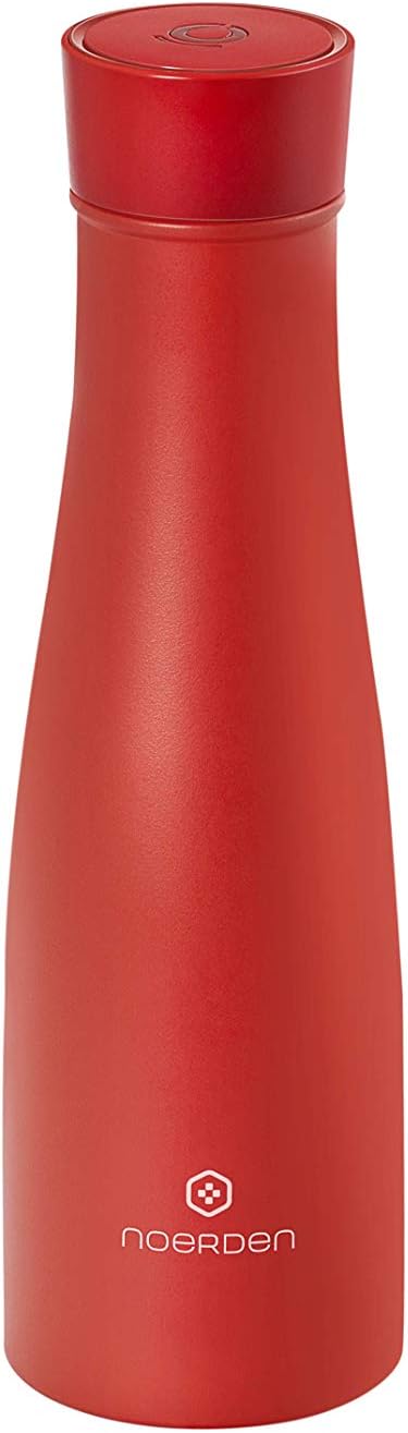 NOERDEN LIZ 480mL - Smart Bottle - Red - Insulated 316 stainless steel smart bottle with built-in UV sterilization, hydration reminders and temperature range indicator