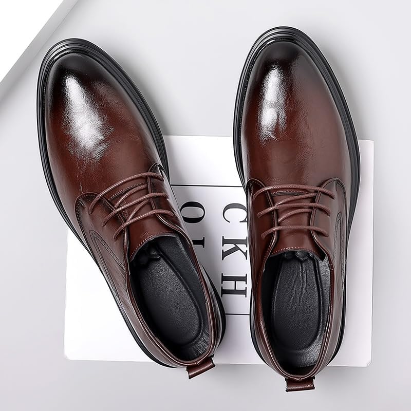 Men's Dress Shoes Lace Up Comfort Soft Men Oxford Flexural Leather Fashion Dress Sneakers Business Casual Shoe3