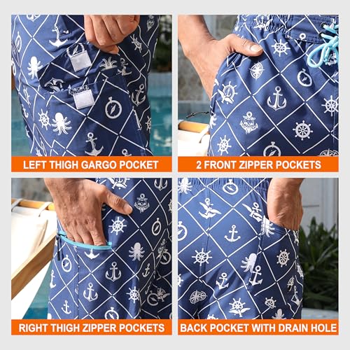 Mens Board Shorts with Compression Liner 9 Inseam Quick Dry Swimwear Bathing Suit Swim Trunks with 4 Pocket3