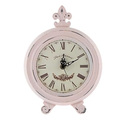 3NH Antique Finish Wood Clock Kids Study Room Home Bookshelf Decoration Pink