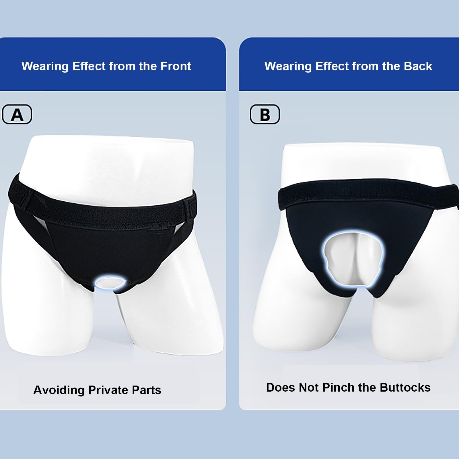 Bruchband Leistenbruch, Leistenbruchgürtel für Männer und Frauen mit Abnehmbarem Kompressionspolster und Verstellbaren HüFtgurten, Leistenbruch Slip Herren, Einseitig und Beidseitig(Black,Medium)