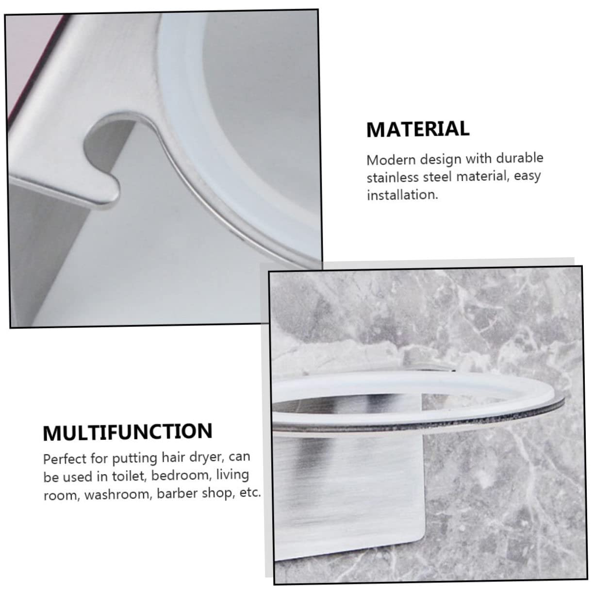 TOPBATHY 3pezzi Asciugacapelli Da Muro Acciaio Inossidabile Supporto Fissaggio Senza Forature Design Elegante Per Bagno e Casa Resistente e Facile Da Installare Portasciugacapelli Duraturo
