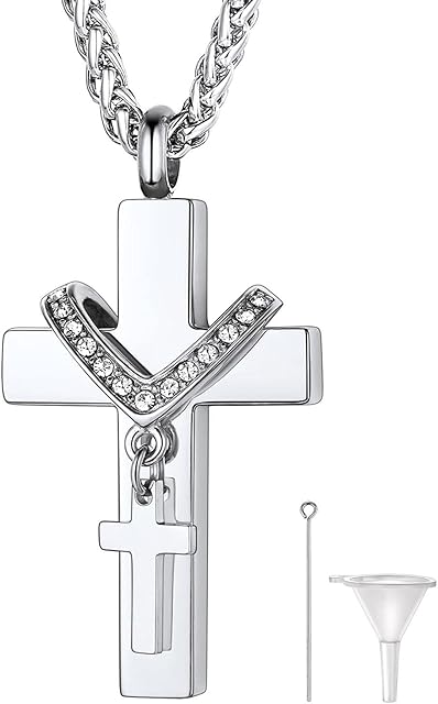U7 Memorial Ashes Necklace for Men Women, Various Cremation urns Stainless Steel Keepsake Jewellery, Waterproof, Custom Available Chain Length Adjustable
