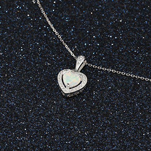 Lam Sence 43493-93651 Sterling Silver Heart Shape Created Opal Pendant Necklace  thumb #7