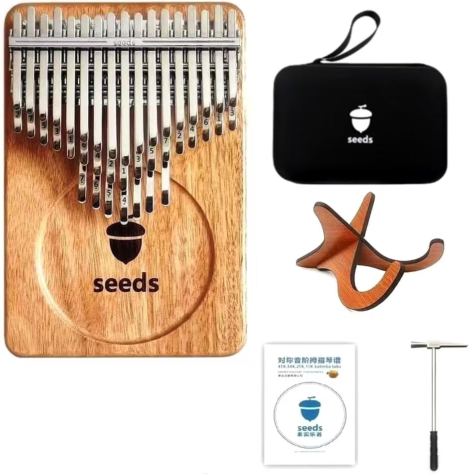 seeds kalimba Daumenklavier Thumb Piano 41 Tasten Chromatisch C-gestimmtes Okoumé-Holz Flaches Brett Ultraleichtes Tragbares Marimbas Mbira Finger Piano