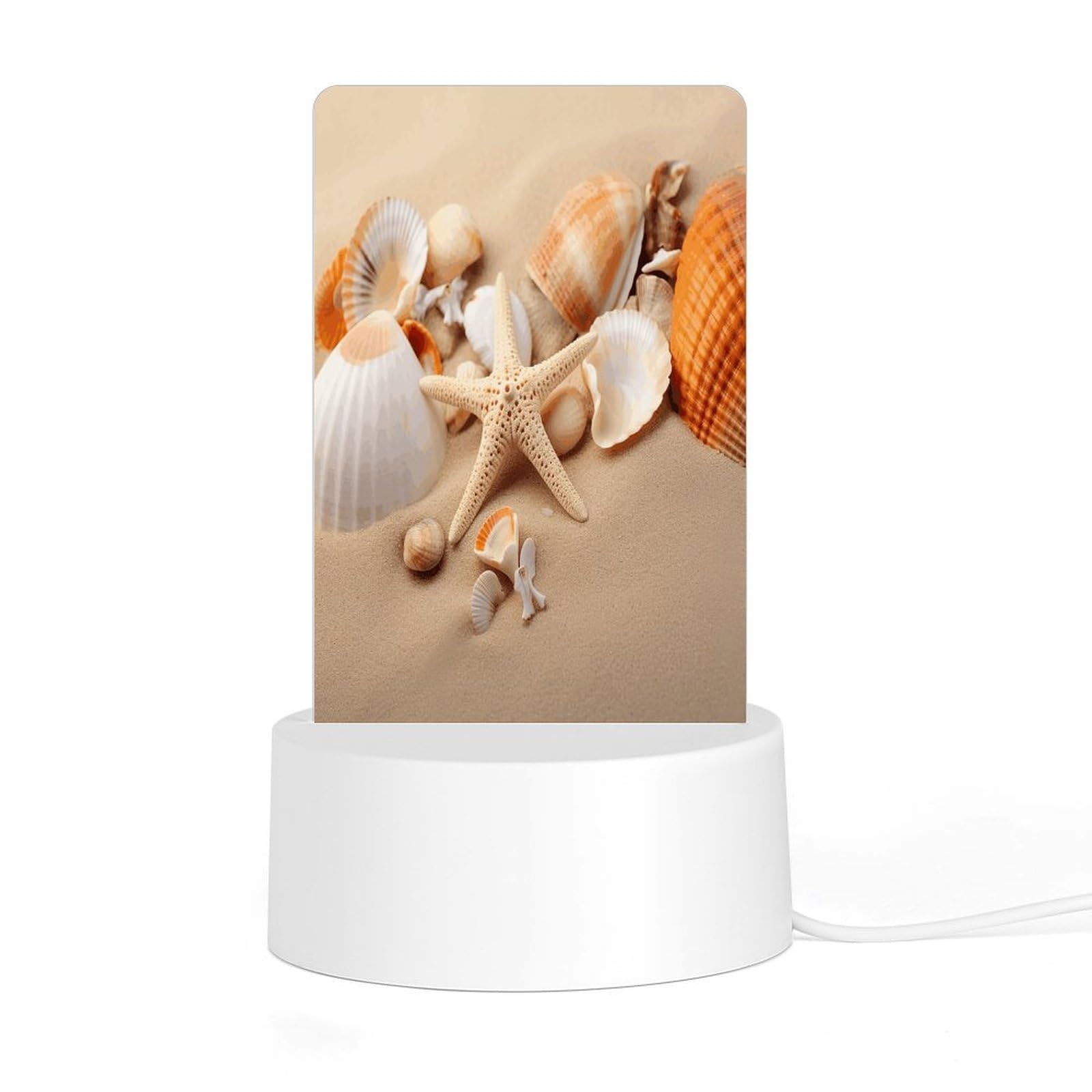 Adfgyerh Style Seashells Starfish On The Sand Night Light Acrylic Material Easy Installation, Home Decor Usb Interface Power Supply, Lamp For Restaurant Bar Cafe Room Decor