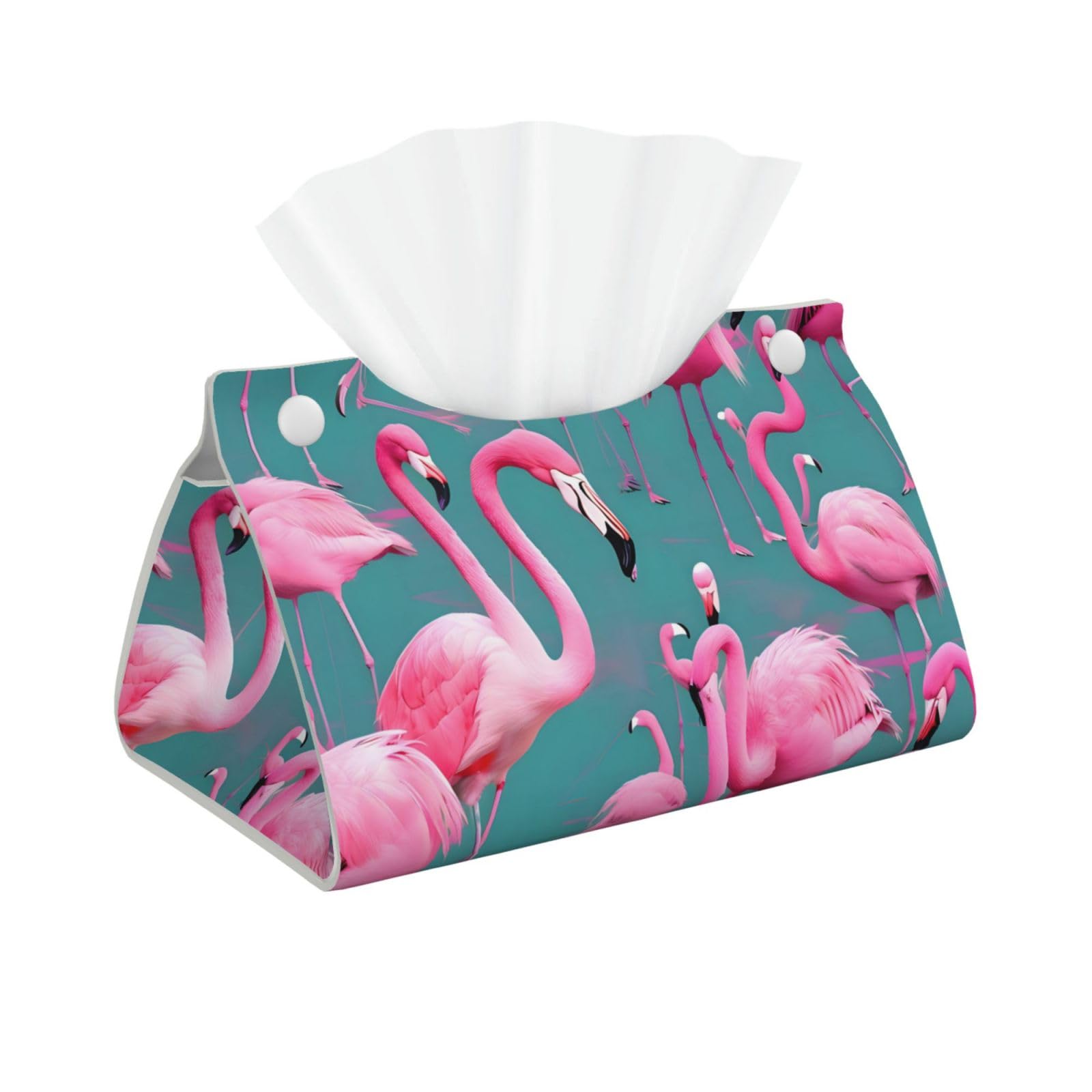 A flock of flamingos Rectangular Leather Tissue Box Cover, Folding Facial Tissue Holder Dispenser for Car