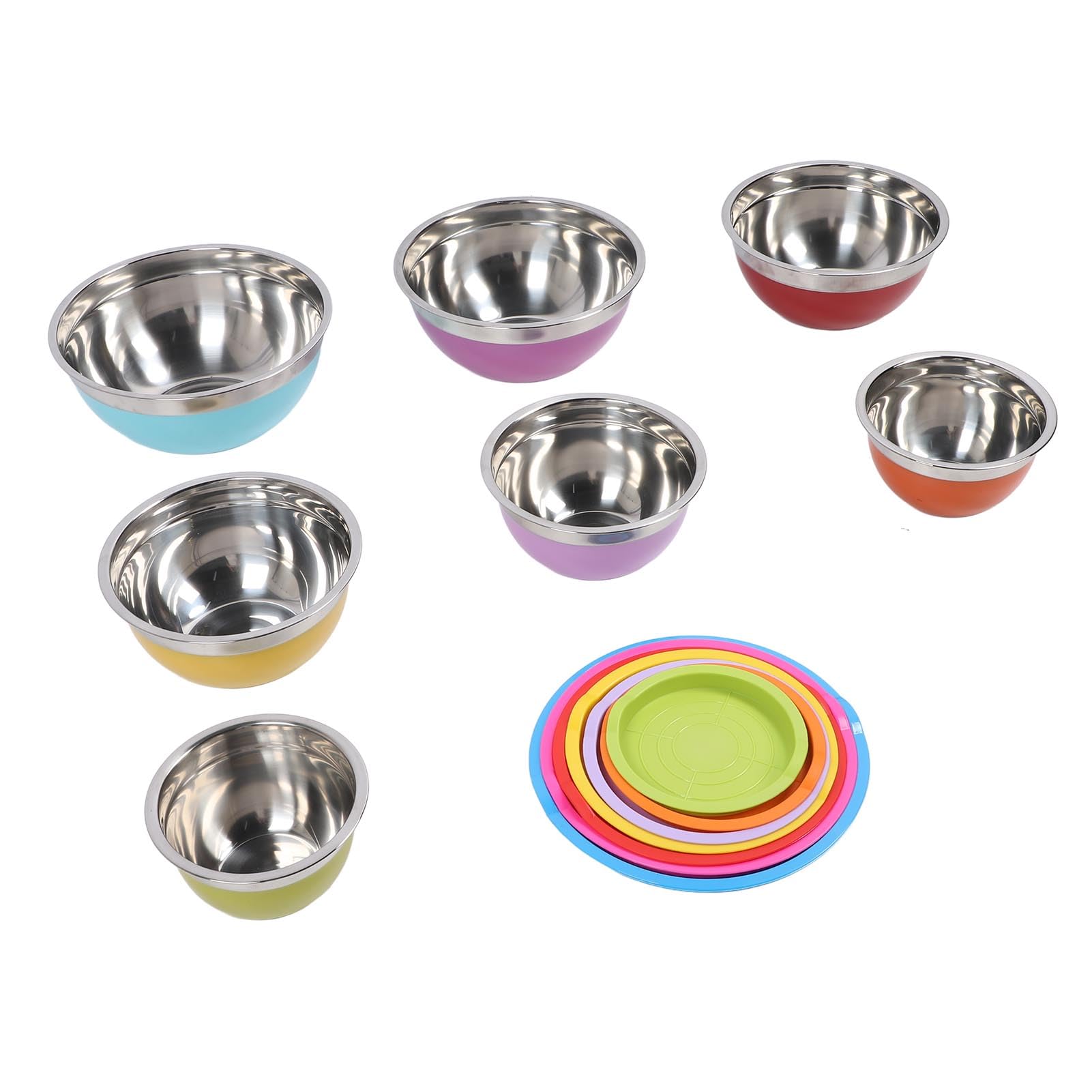 7PCS Miski z pokrywkami ze stali nierdzewnej plastikowe plastikowe miski gniazdowe Sałatkowe pojemnik na pokarm do pieczenia przygotowywanie porcji