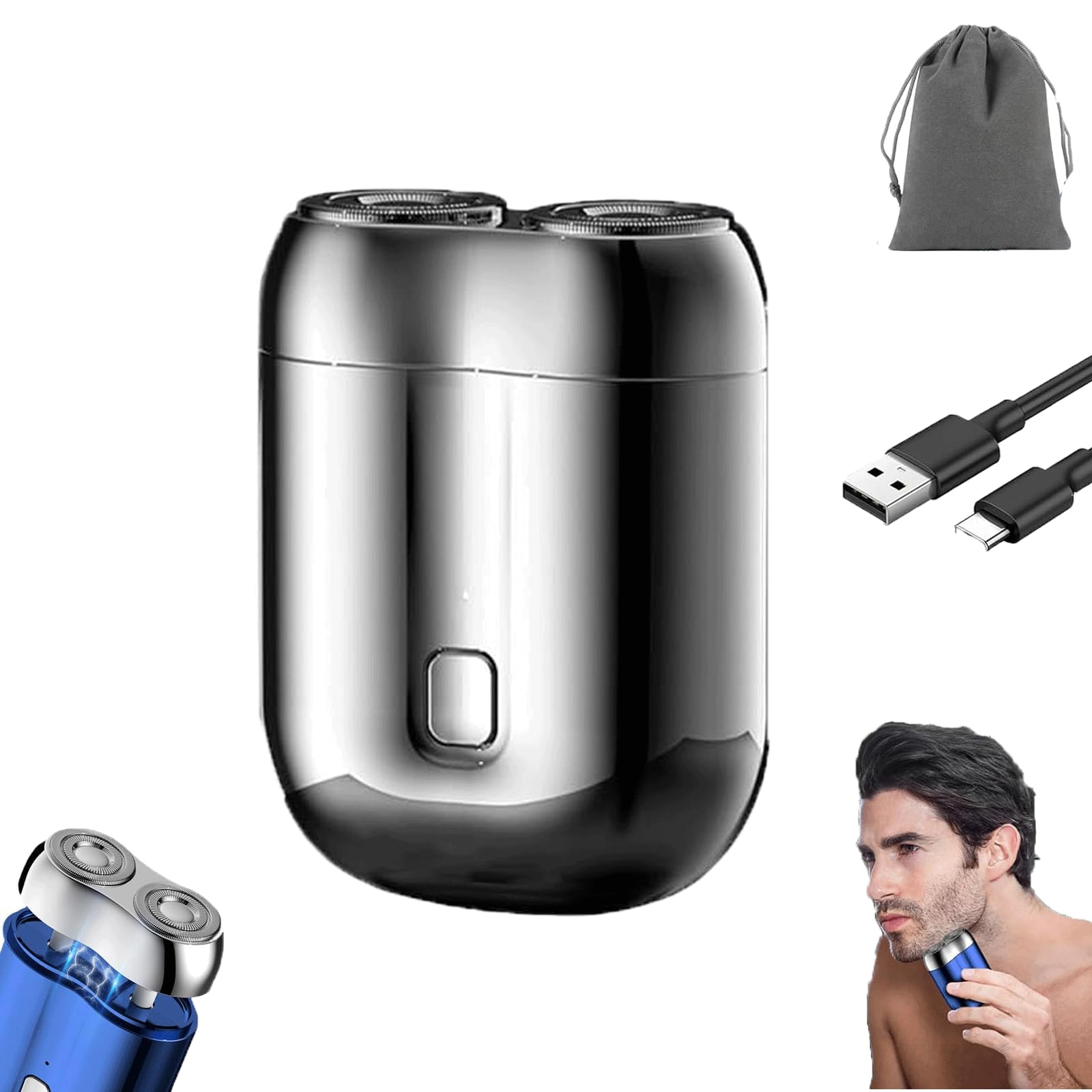 Electric Razor 2025 New Mini Dual-Head Electric Shaver Shaver Mini Shaver Rechargeable Waterproof Compact Electric Shaver for Home
