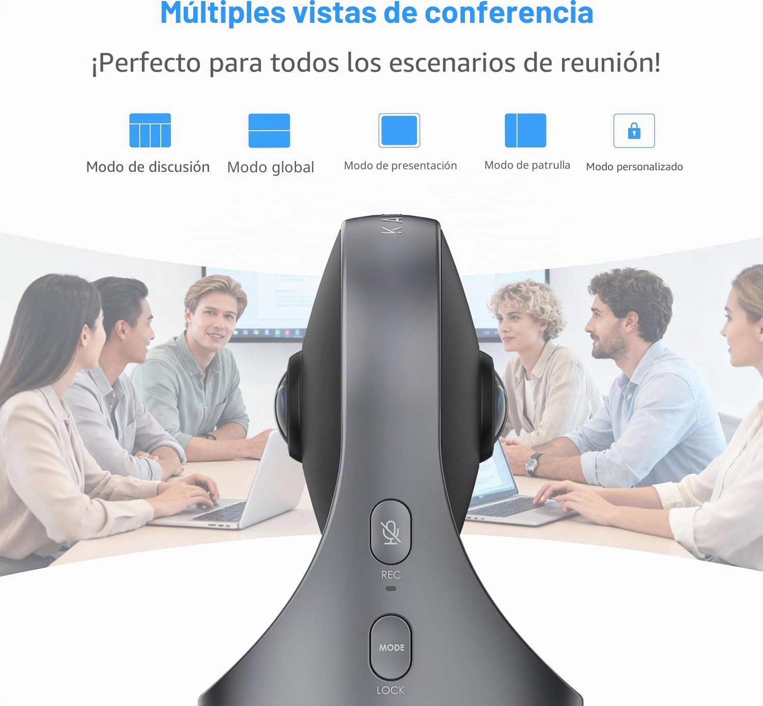 KanDao Cámara para videoconferencias, Meeting Pro(Next Gen) Cámara para videoconferencias en 360° Todo en uno con Altavoz y micrófono, Ecualizador de Ruido y Enfoque Inteligente