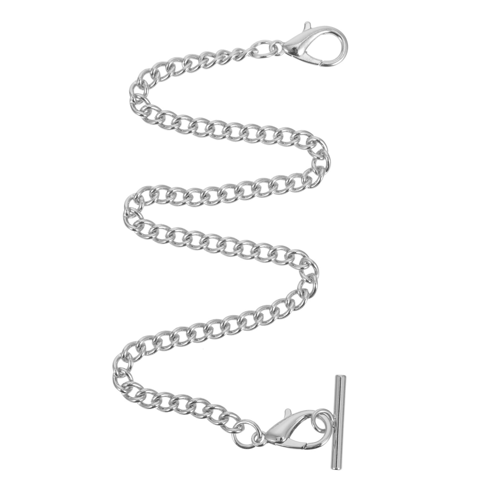 VANZACK Clasp Pocket Watch Chain T Bar Clasp Hanging Chain for Vests Jeans Clothing Decor Present for Lovers Friends Family Versatile Jewelry Key Clip