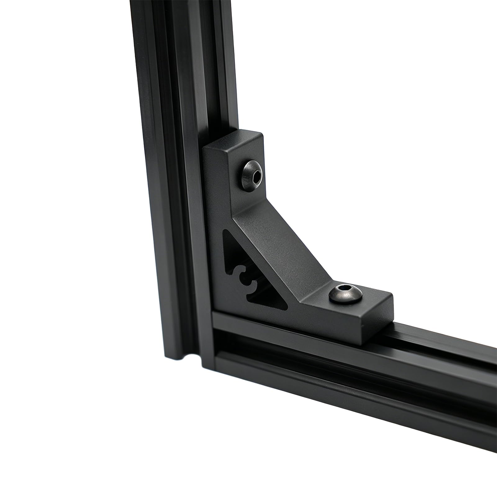 Iverntech Eckwinkel für 2020 Aluminium-Extrusion, 20er-Serie, Aluminiumprofil, 2-Loch-Inneneckwinkel mit 32 M5-Schrauben + 32 T-Muttern + 1 Schraubenschlüssel, Schwarz, 16 Stück