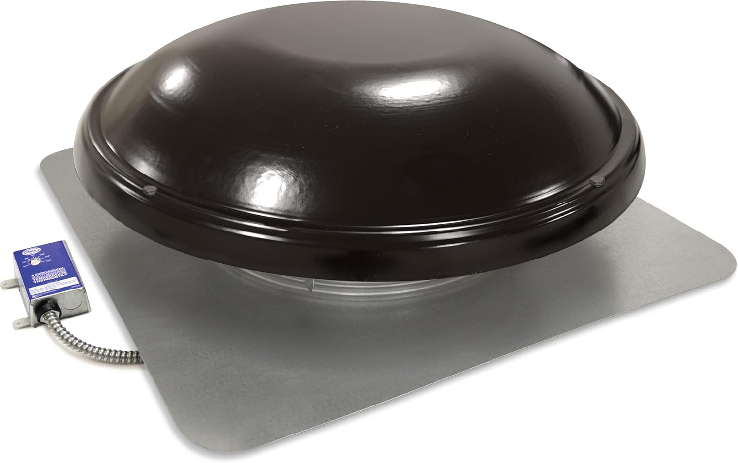 Master Flow GAF 1500 CFM Powered Roof Mount Attic Fan with Thermostat Controller for Up to 2800 Sq Ft | Durable Galvanized Steel Construction | Built-In Screen - ERV6BL