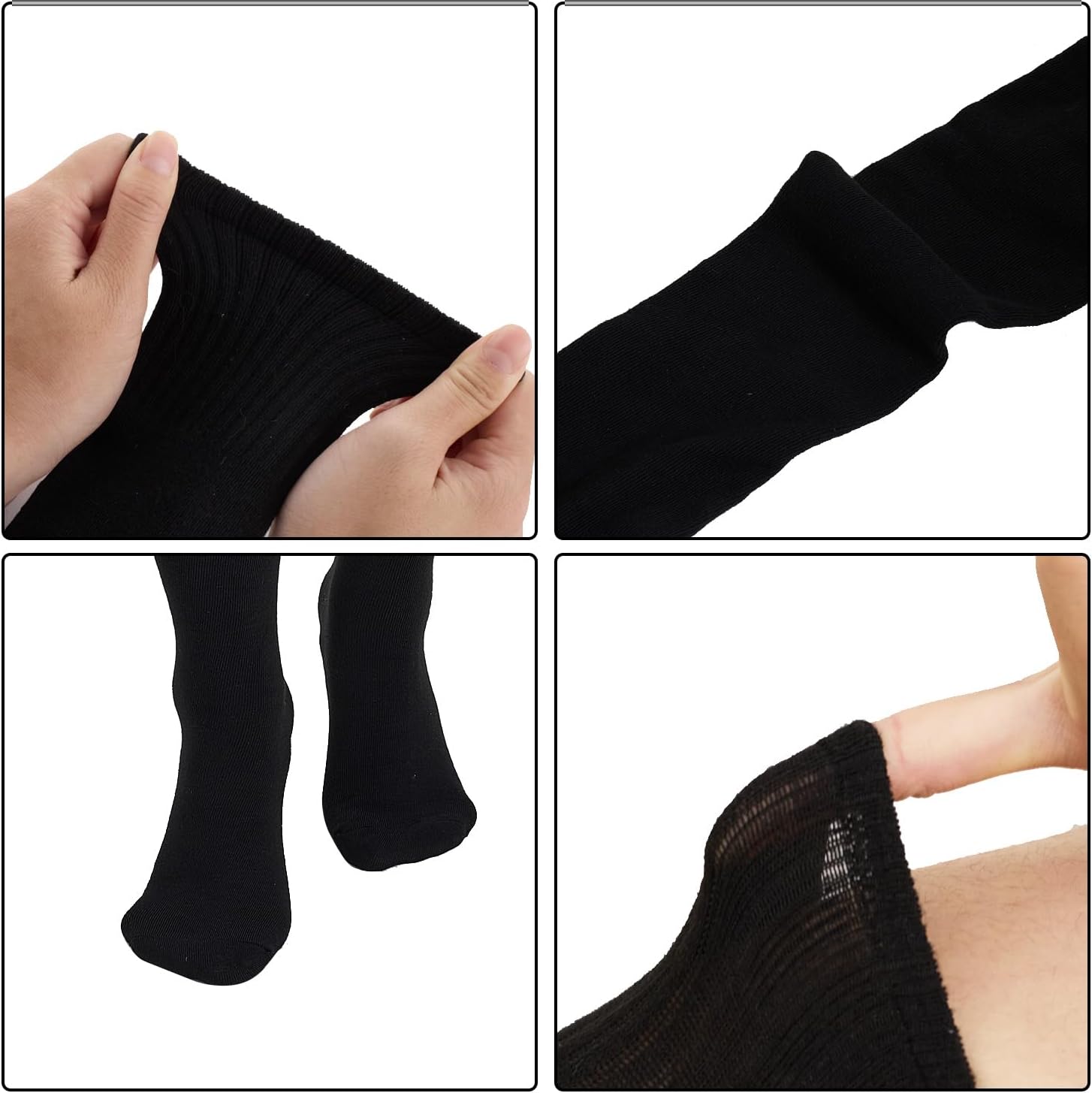 Sucrain Women's 2 Pairs Thigh High Socks Over the Knee Boot Socks Long Cotton Knit Warm Thick Stockings Leg Warmers (Black+Black) - Image 5