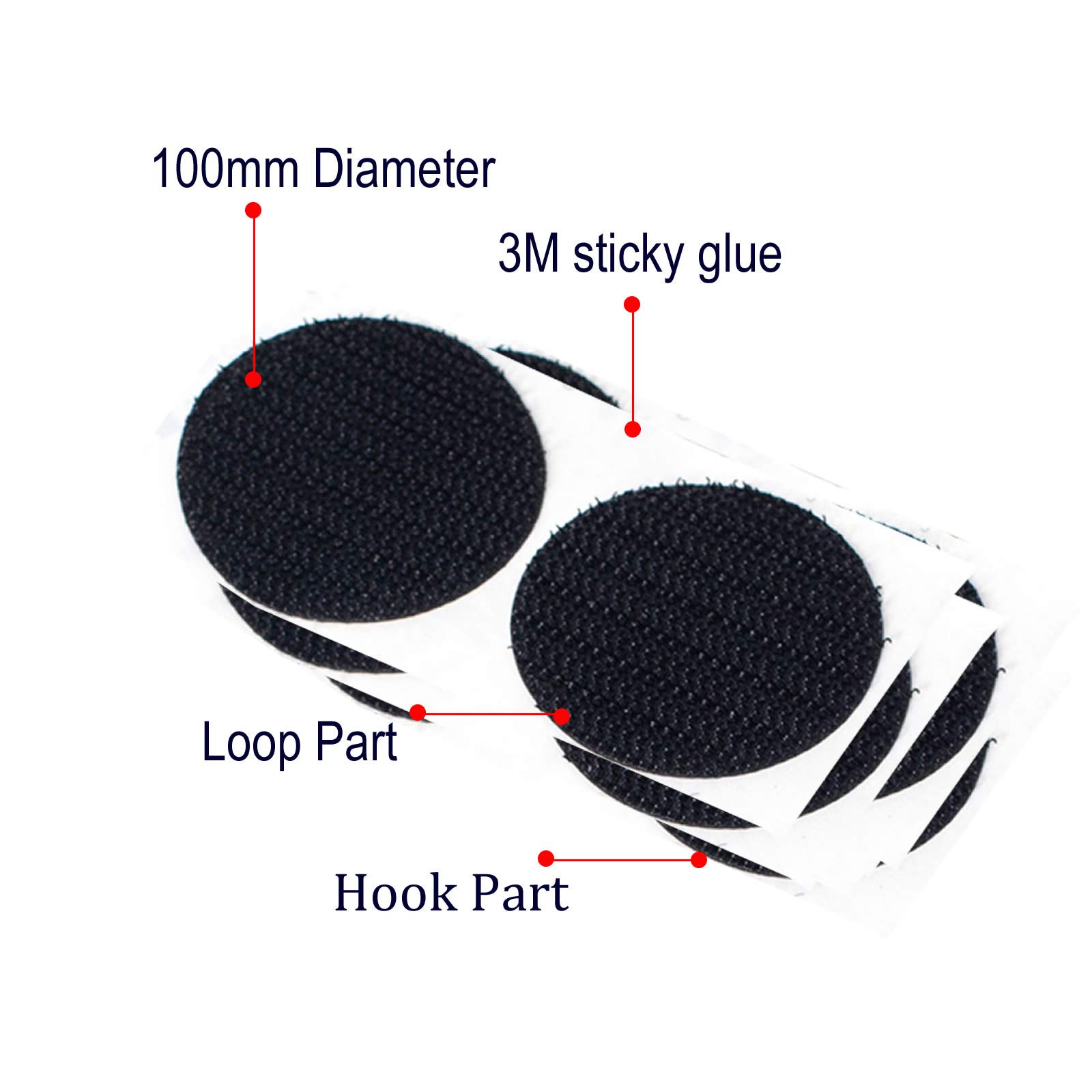 12 pares 100mm Almohadillas Adhesivas Extrafuerte 3M Adhesivo, Redondas de Montaje No Más Clavos, Doble Cara Sólida Ronda Gancho y Bucle Resistentes para Paredes Gafas Metales, Negro KXB5055
