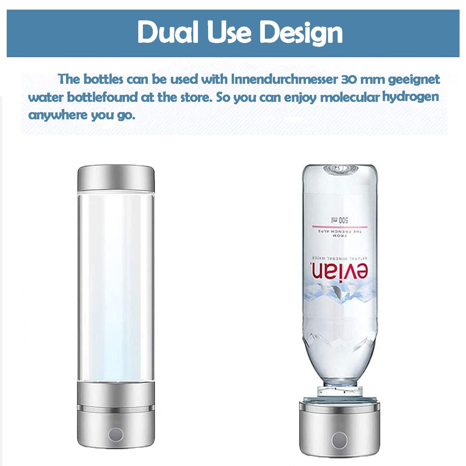 Bottiglia d'acqua per idrogeno con tecnologia PEM e bottiglia d'acqua per idrogeno Spe, purificatore d'acqua ionizzato portatile ricaricabile tramite USB per ufficio, viaggi e lavoro (240 ml)
