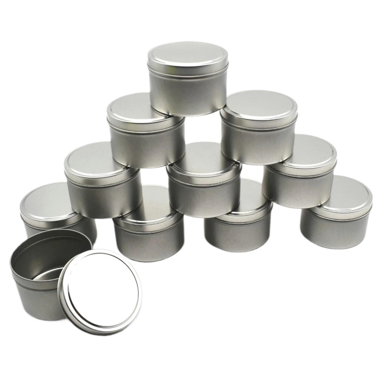 Xinglongs Candle Jars 12PCS 8oz Golden Candle Tin Cans Silver Candle Tins Small Tin Tins Tea Tin Tins Candy Box(ColorC)