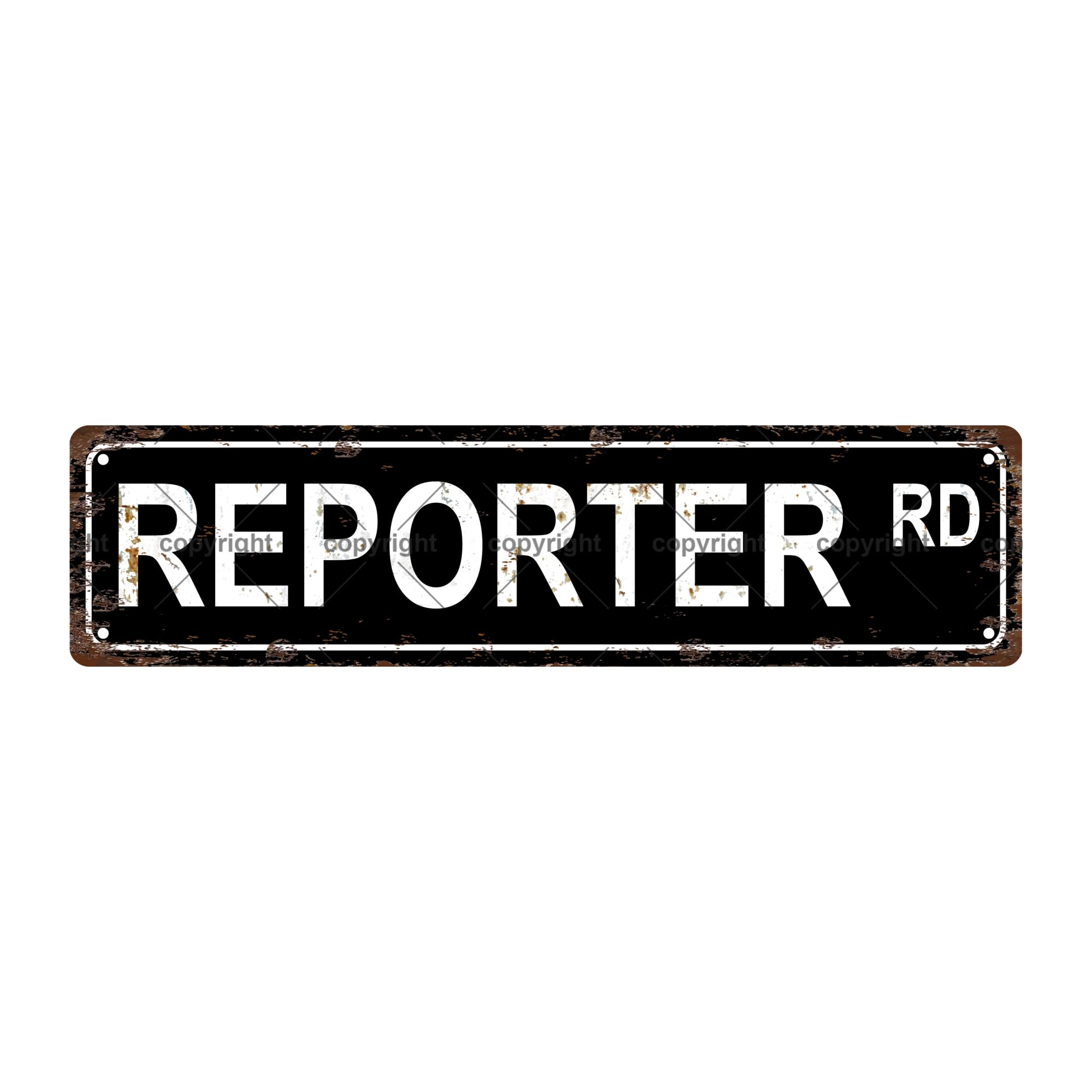 Reporter RD Occupation Metal Tin Street Sign Bar Cafe Garage Cave Home Room Wall Bathroom Farmhouse Garden Porch Patio Decor,4x16 Inch