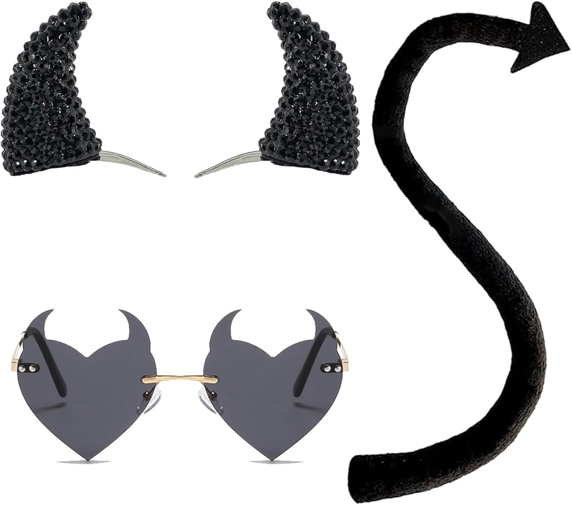 Amazon.com: Ausejopeac Black Demon halloween Devil Costume Set