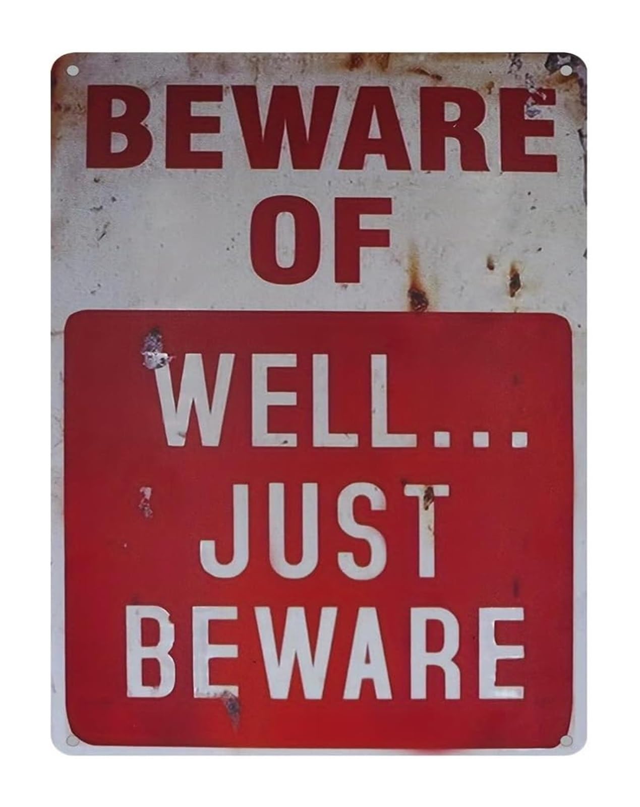 PKNVKZIDK Beware Of Just Beware Funny Metal Tin Sign Vintage Humorous Wall-Art for Home Bar Man Cave Pub Decor 8 X 12 in