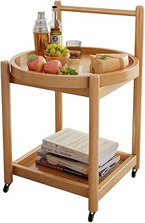 Table Small Side Table with Solid Wood Pallet,H-Shaped Handle,Cherry Wood Trolley,Movable Sofa Side Table End Tables(Size:16.37 * 16.37 * 28.34in,Color:Wood)