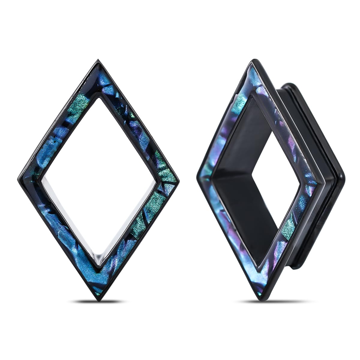 PONWAG 1 Pair 6mm-25mm Ear Gauge Teardrop Colour Opal Double Flared Plug Tunnels For Stretched Ears Stainless Steel Saddle Plug Gauges Women Body