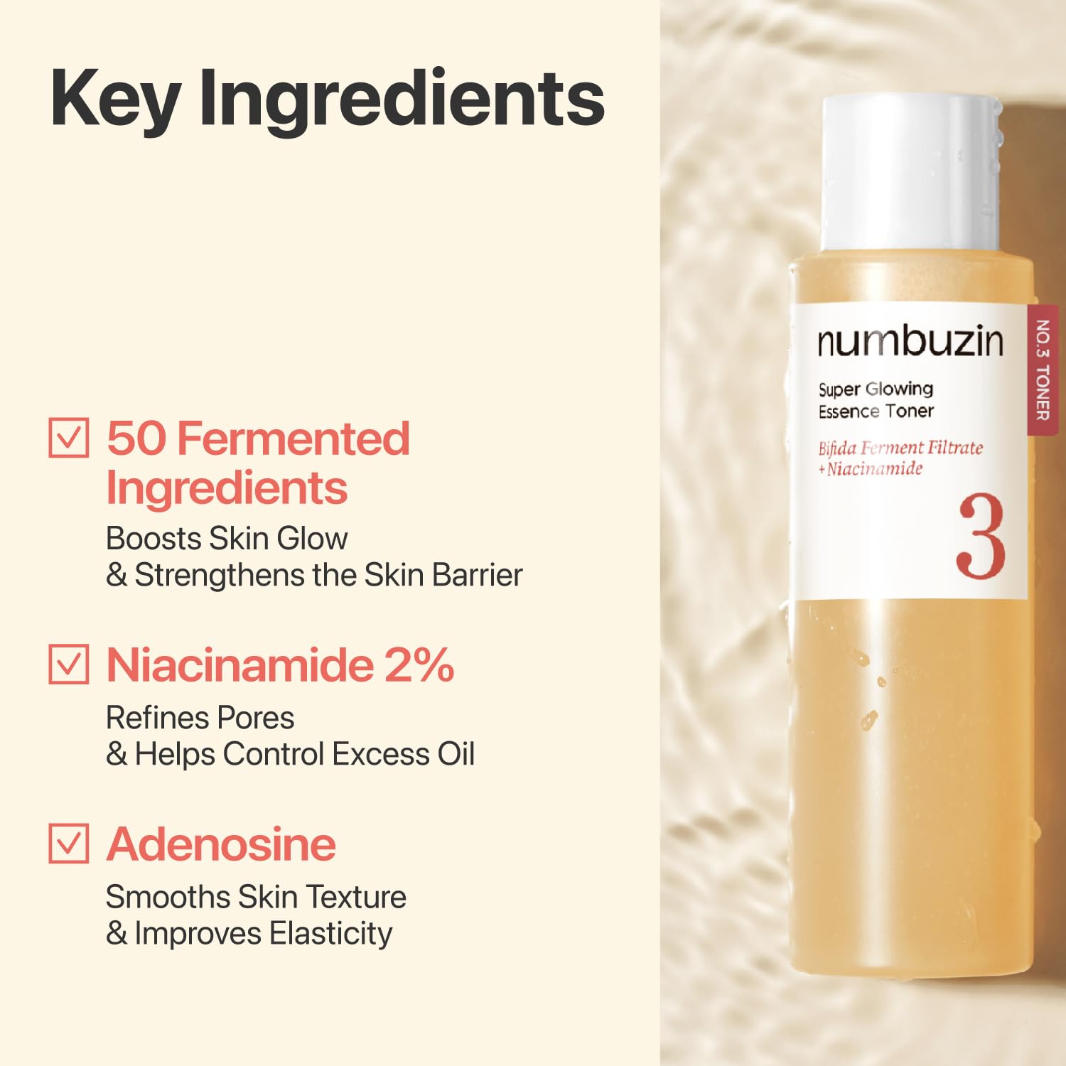numbuzin No.3 Super Glowing Essence Toner, Fermented Toner for Skin Glow & Texture, Bifida, Niacinamide, Hydrating, Radiance-Boosting Essence, Zero Pore Care, 6.76 fl oz (200ml) - Image 3