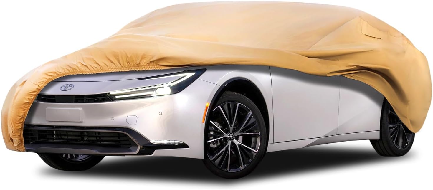 JURMON Heavy Duty Outdoor Car Cover Custom Fit for Toyota Prius,Windproof All Weather Waterproof Sun Rain UV Dust Snow Protection Outdoor Car Covers