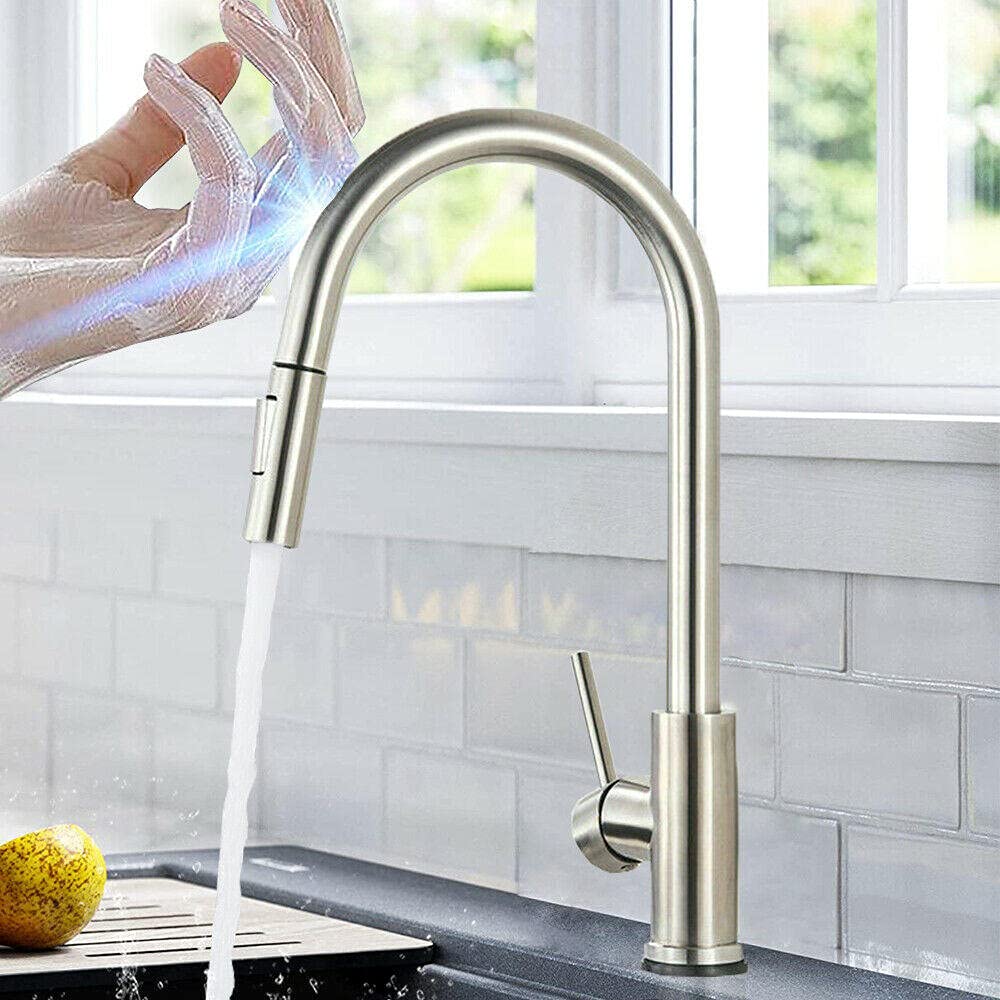 ZBBDFAZD Touch Kitchen Faucets Pull Out Sprayer Single Handle Tap with Two Water Modes