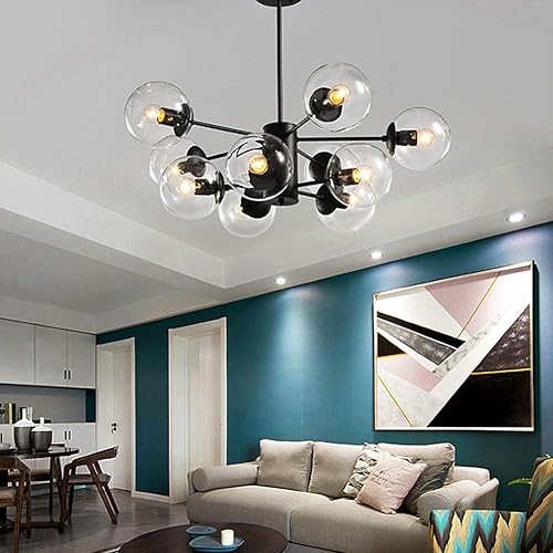 Miniatura 2 de Lámparas de techo, lámparas de araña, luces novedosas, iluminación industrial, 6 luces, accesorio E27 de mediados de siglo, vidrio esmerilado