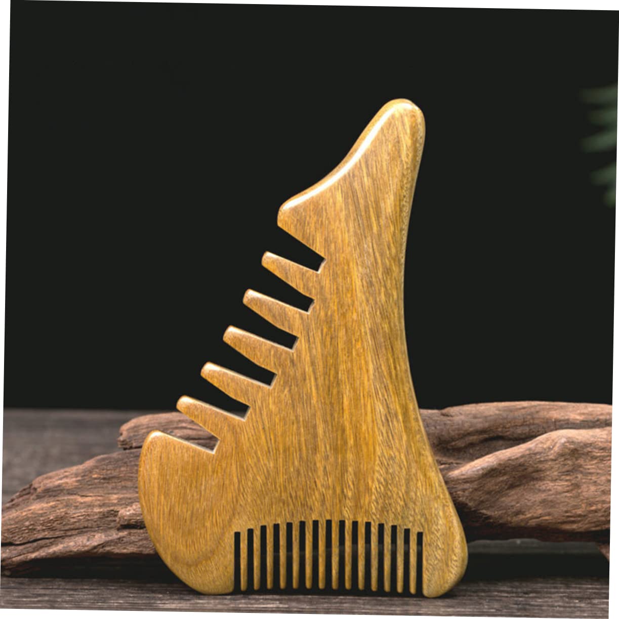 Peine de madera de sándalo Peine de madera Bigote Cabello Madera Estático Desenredante natural Masajeador de cuero cabelludo de madera Barba Cabeza estrecha Sin peines domésticos portátiles Peine con