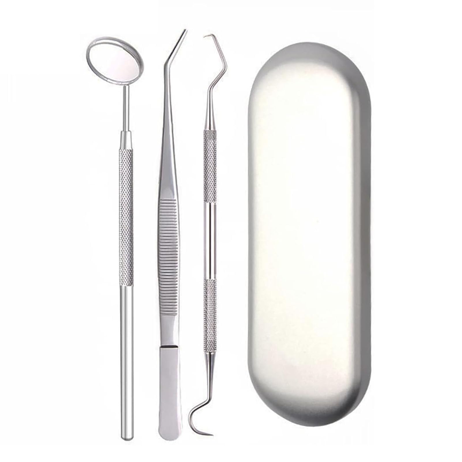 Dental Cleaning Tools Set Stainless Steel Teeth Cleaning Kit with Plaque Remover Mouth Mirror Tweezers with Case Perfect