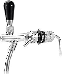 Mixyvic G5/8 Einstellbare Bierzapfhahn Einstellbare Bierhahn Edelstahl Fassbier Durchflussregler Verchromung Schaft, Bier Zapfhahn für Hause Bier Bar Restaurants