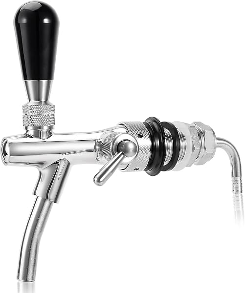 Mixyvic G5/8 Einstellbare Bierzapfhahn Einstellbare Bierhahn Edelstahl Fassbier Durchflussregler Verchromung Schaft, Bier Zapfhahn für Hause Bier Bar Restaurants - 1
