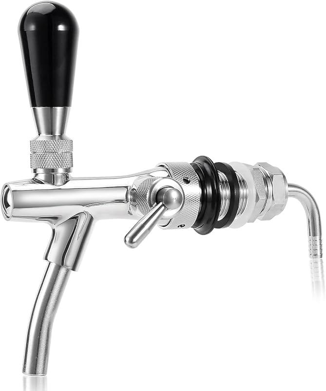 Mixyvic G5/8 Einstellbare Bierzapfhahn Einstellbare Bierhahn Edelstahl Fassbier Durchflussregler Verchromung Schaft, Bier Zapfhahn für Hause Bier Bar Restaurants